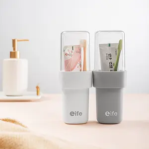 Double-Layer Mouthwash Cup: Household Toothbrush Cup, Toiletries Cup, Travel Toothbrush Storage, Portable Toiletries Set (2 pcs)