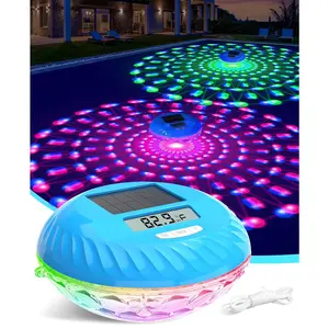2026 Solar Digital Pool Thermometer with Dynamic Lighting Effects, Floating Pool Temperature Thermometer- Large Screen for Easy Read, IP68 Waterproof Pools Temperature Gauge for Spa & Hot Tub
