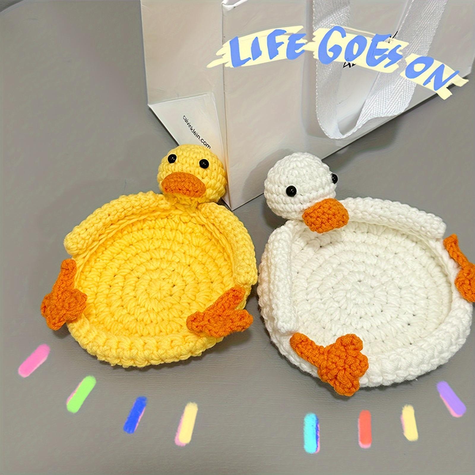 Handmade Crochet Duck Coaster, 1 Count Cute Animal Design Mug Rug, Creative Knitting Housewarming Gift, Home Decor Gift for Daughter, Mom, Teacher