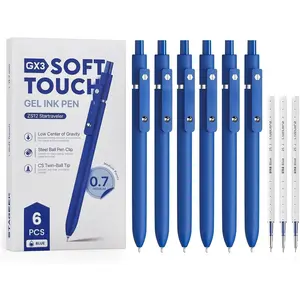 6 count Blue Gel Pens GX3, 0.7mm Fine Point Smooth Writing Blue Ink Pens with 3 Extra Refills, Nurse Pens for for Adults, Men, Women, School, Office, Journaling