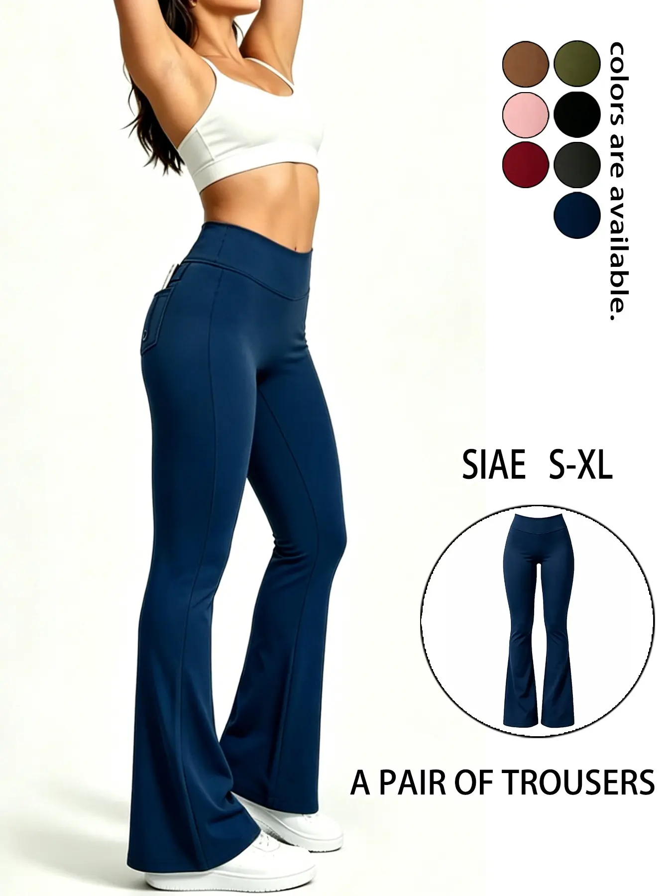 New Breathable Quick-Dry Slim Fit Flare Pants, High Waist Stretchy Yoga Trousers for Outdoor Sports, Women's Comfortable Long Pants, Gym Yoga Pants, Athleisure Pants