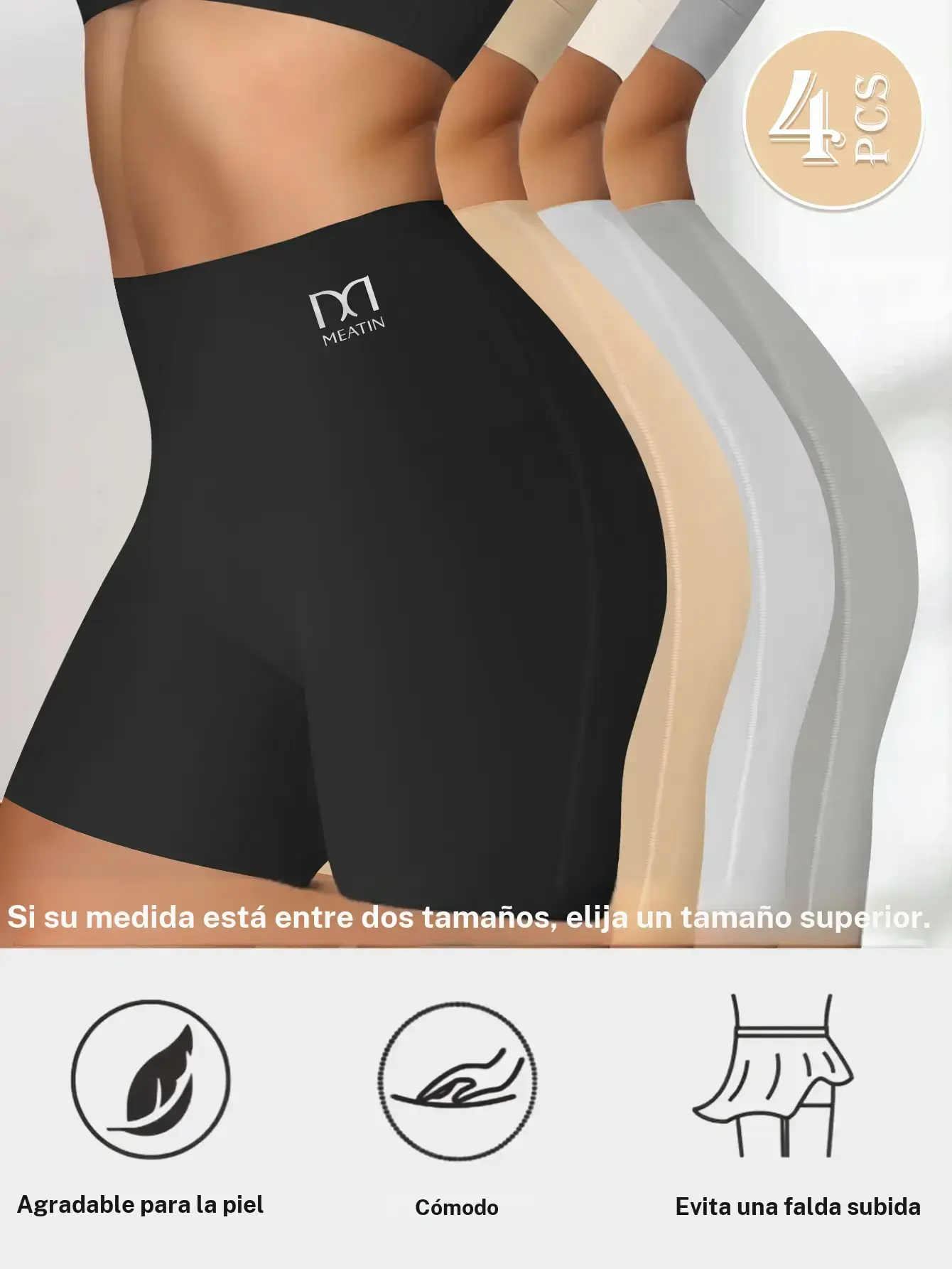 QUASTI 4PCS Women's Shapewear Shorts – Elegant Solid Color Sculpting Design, Premium 77% Polyamide Fabric for Silky Comfort, Seamless Tummy Control Shorts for Confident Everyday Wear summerwins