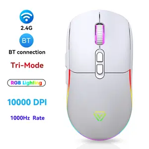 Triple Mode Wireless/BT/wired Gaming Mouse, 7-Button Macro Programming, 10000 Dpi Adjustable, 1000hz Refresh Rate, RGB Backlight