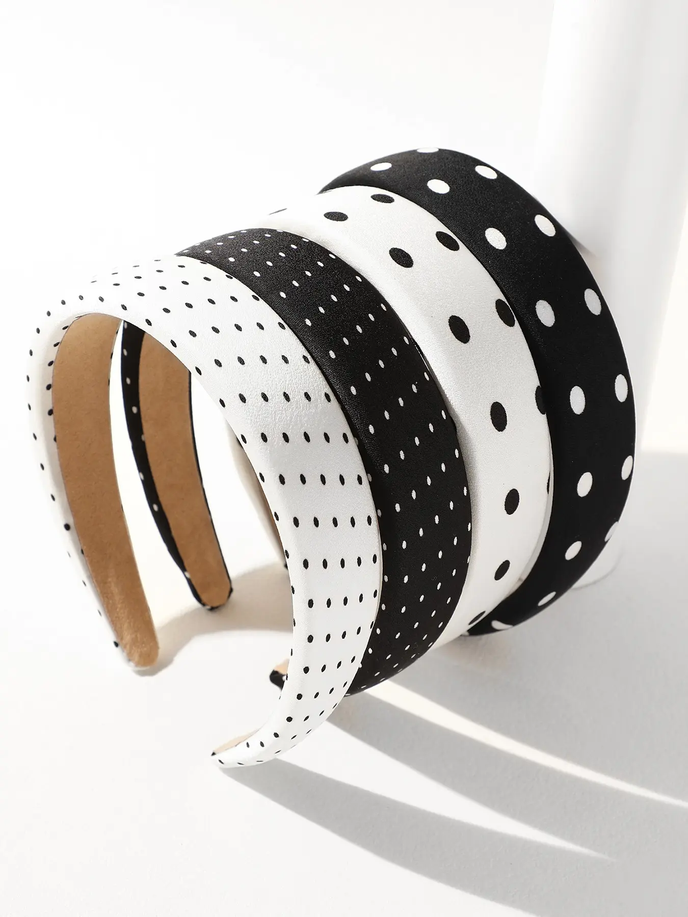 4pcs Vintage Polka Dot Stretchy Headbands for Women, Casual All-Season Hair Accessories, Perfect for Daily Commute and Face Framing