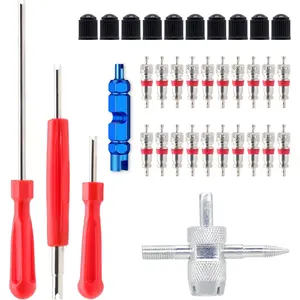 A Man's Tools ZHSMS Valve Stem Removal Tool - 20Pcs Valve Cores, 10Pcs Tire Valve Caps, 4-Way Valve Tool, Valve Core Remover Tool