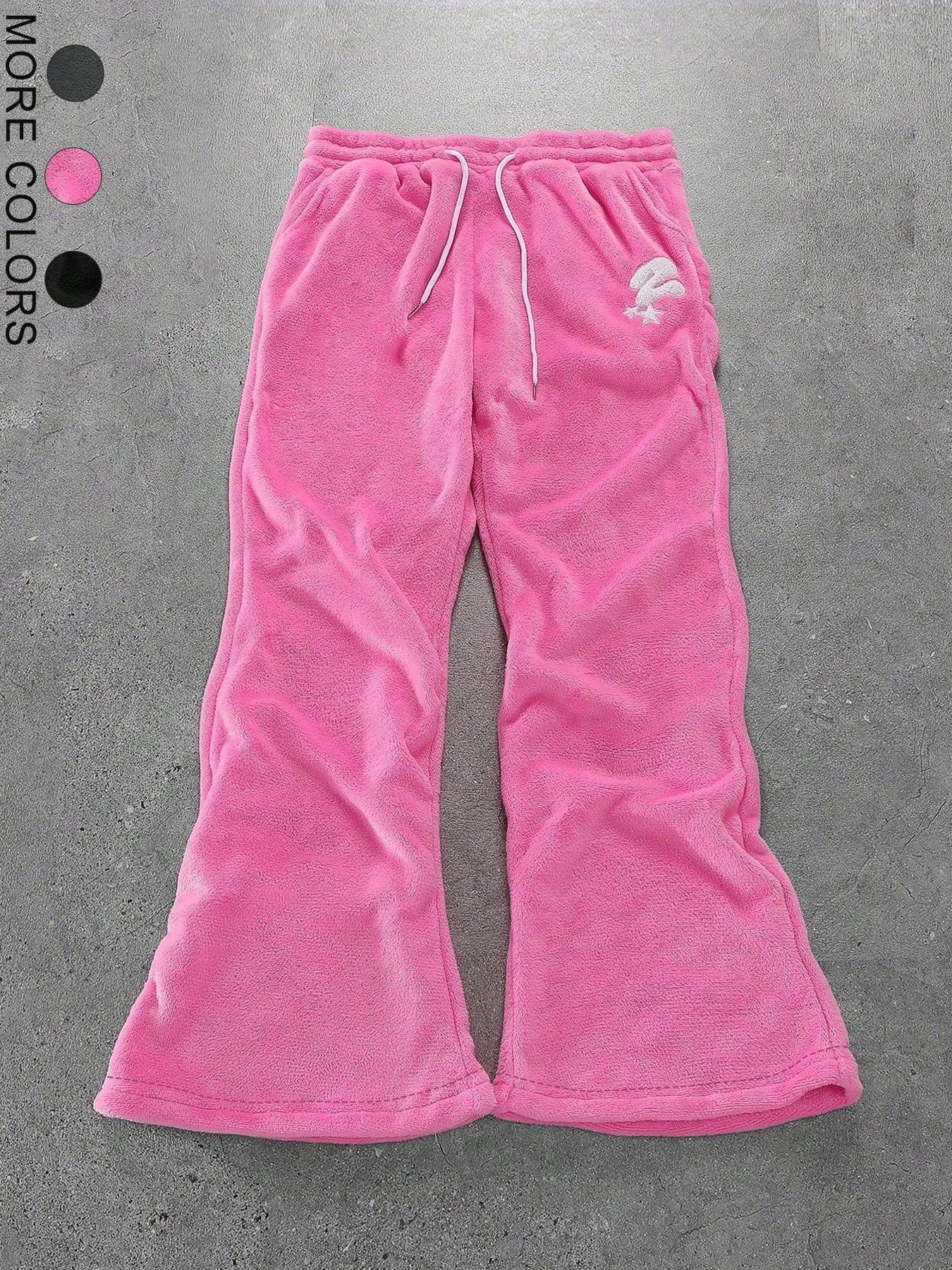 Men's Number & Star Patch Pants, Casual Comfy Trousers for Spring & Fall, Fashion Unisex's Bottoms for Daily Wear, Casual Streetwear Trousers