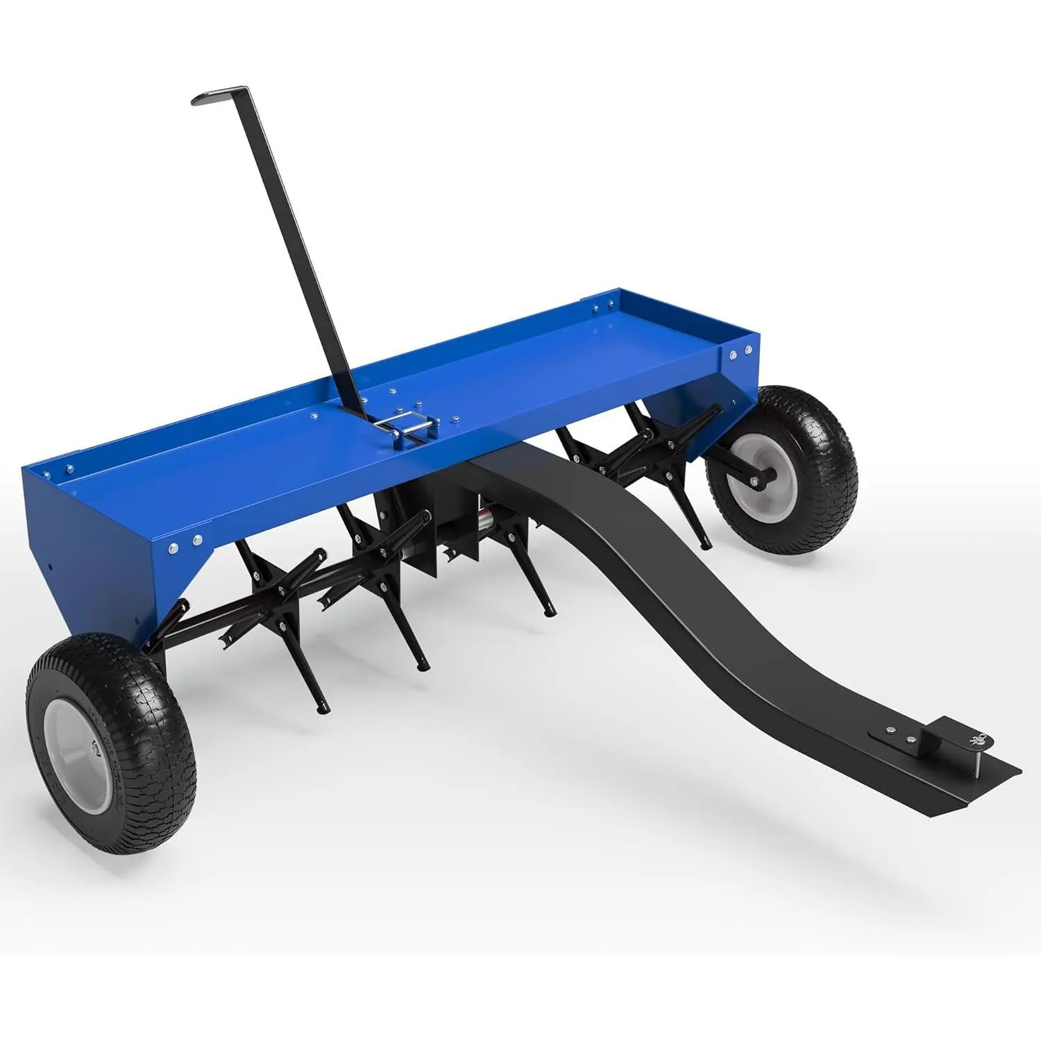 40 Inch Tow Behind Lawn Plug Aerator with Universal Hitch, 100LBS Capacity Tray, Lawn Aerator Tow Behind with 10" Tires, Heavy Duty Lawn Soil Core Aerator for Garden Farm Yard