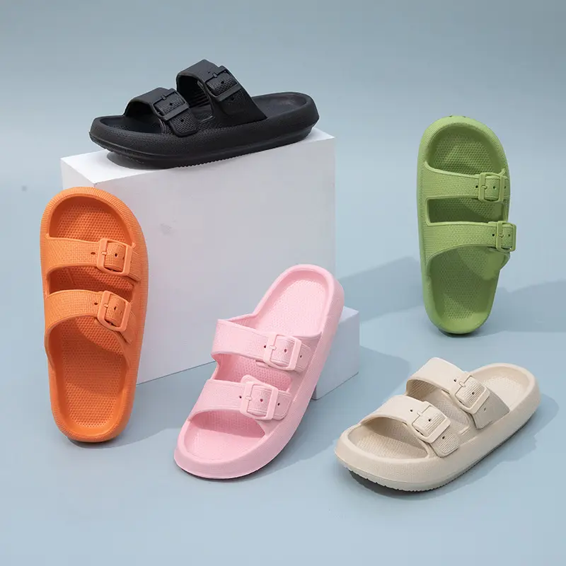 Cloud flat Slippers - Thick Sole Ultra Comfort Pillow Slippers for Women and Men, Non-Slip EVA, Lightweight, Easy to Clean, Adjustable Buckles comfortable outdoor Footwear Flipflop Slide christmas slippers women perfect casual wear
