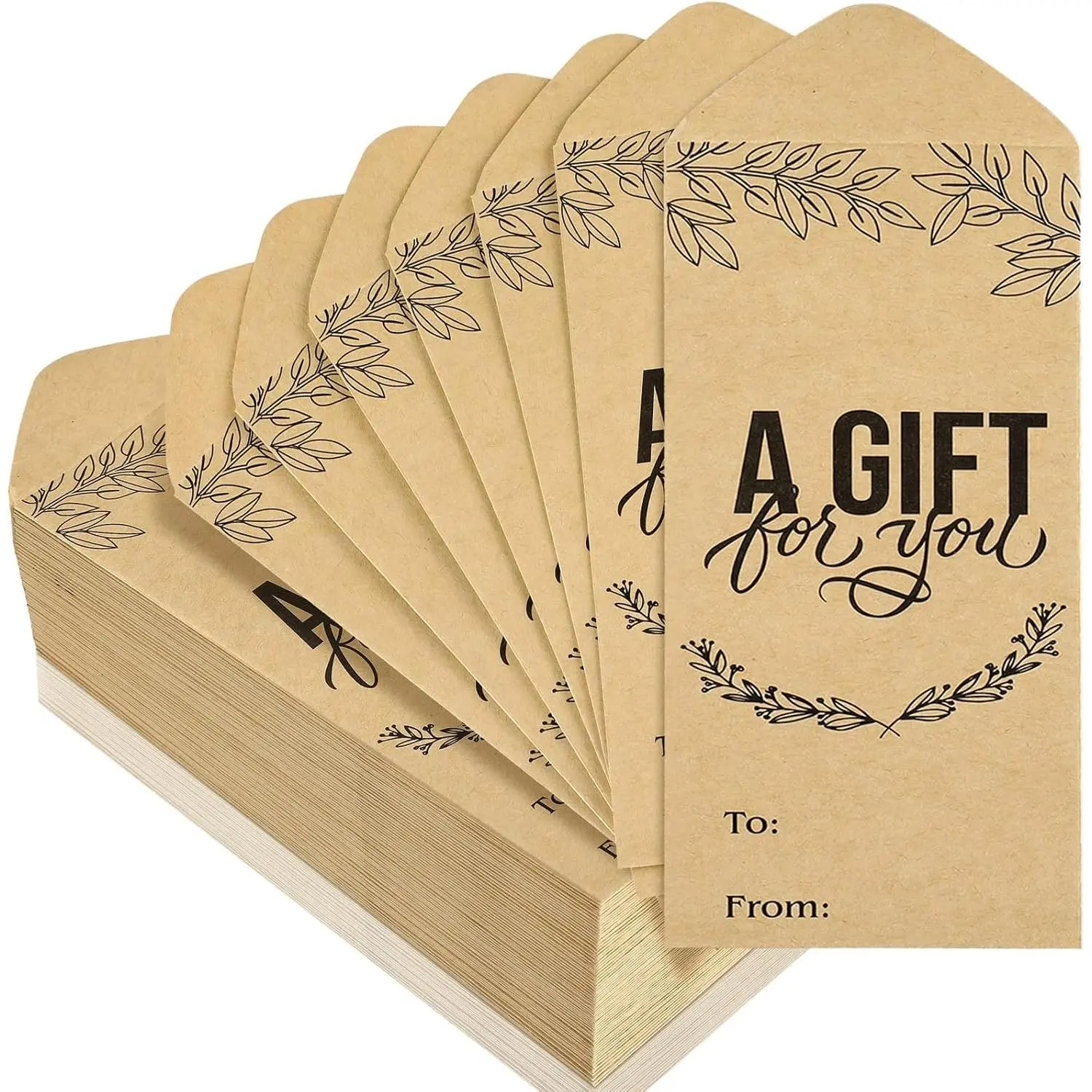 100 Pcs Kraft Paper Money Envelopes for Cash Gift, 2.8 x 6.5 Inch Small Envelopes for Wedding, Church Offering, Gift Cards & Cash Currency(Gift)