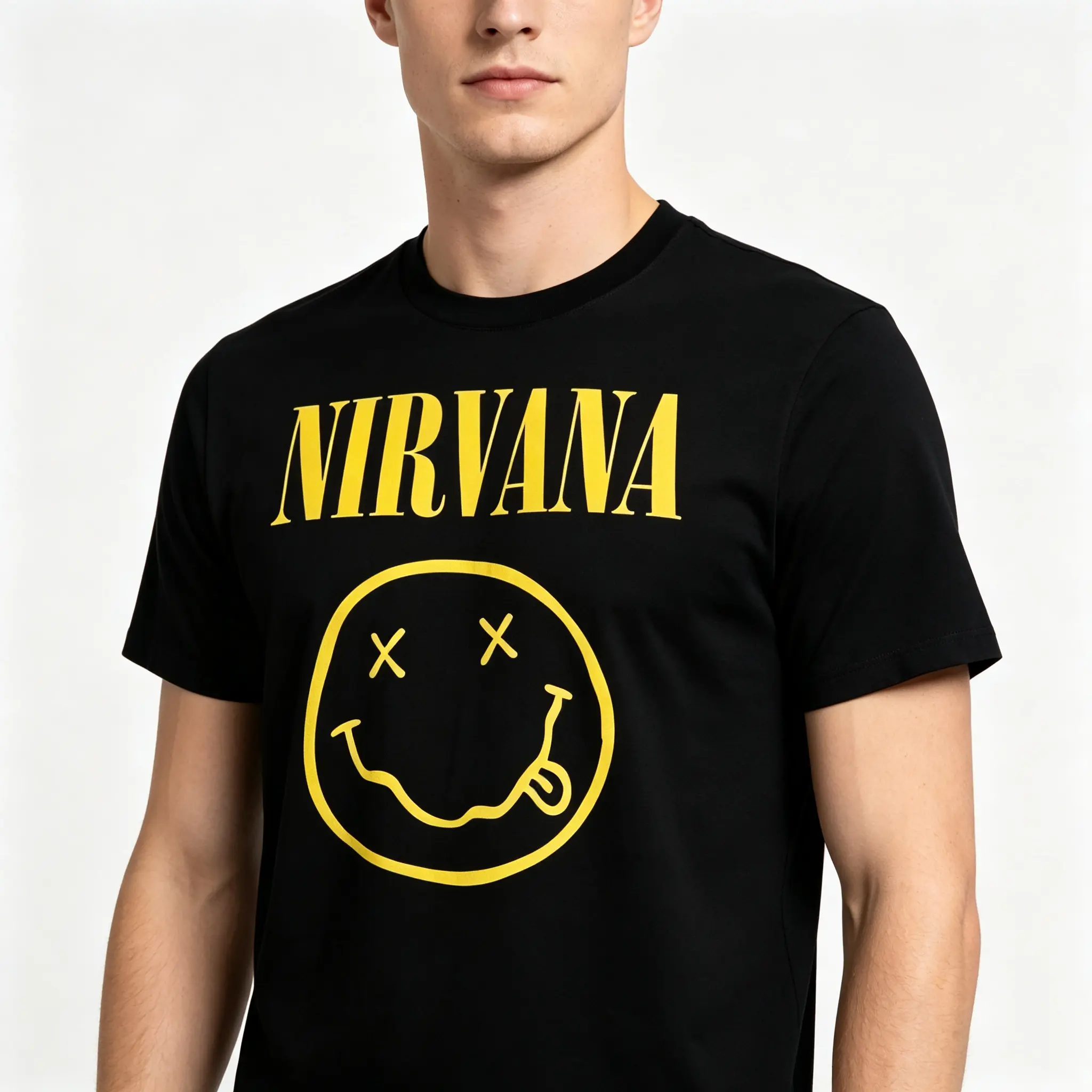 Nirvana Rock Band Mens T Shirt Hip Hop Style Oversized Tee Casual Loose Outdoor Street Unisex Clothes Women Grunge Music Graphic Tops Trendy Apparel Cotton Fabric Breathable Classic