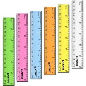 6 Inch Bulk 6 Count Assorted Colors Clear Ruler Metric and Inches Shatterproof Mini Ruler for Kids