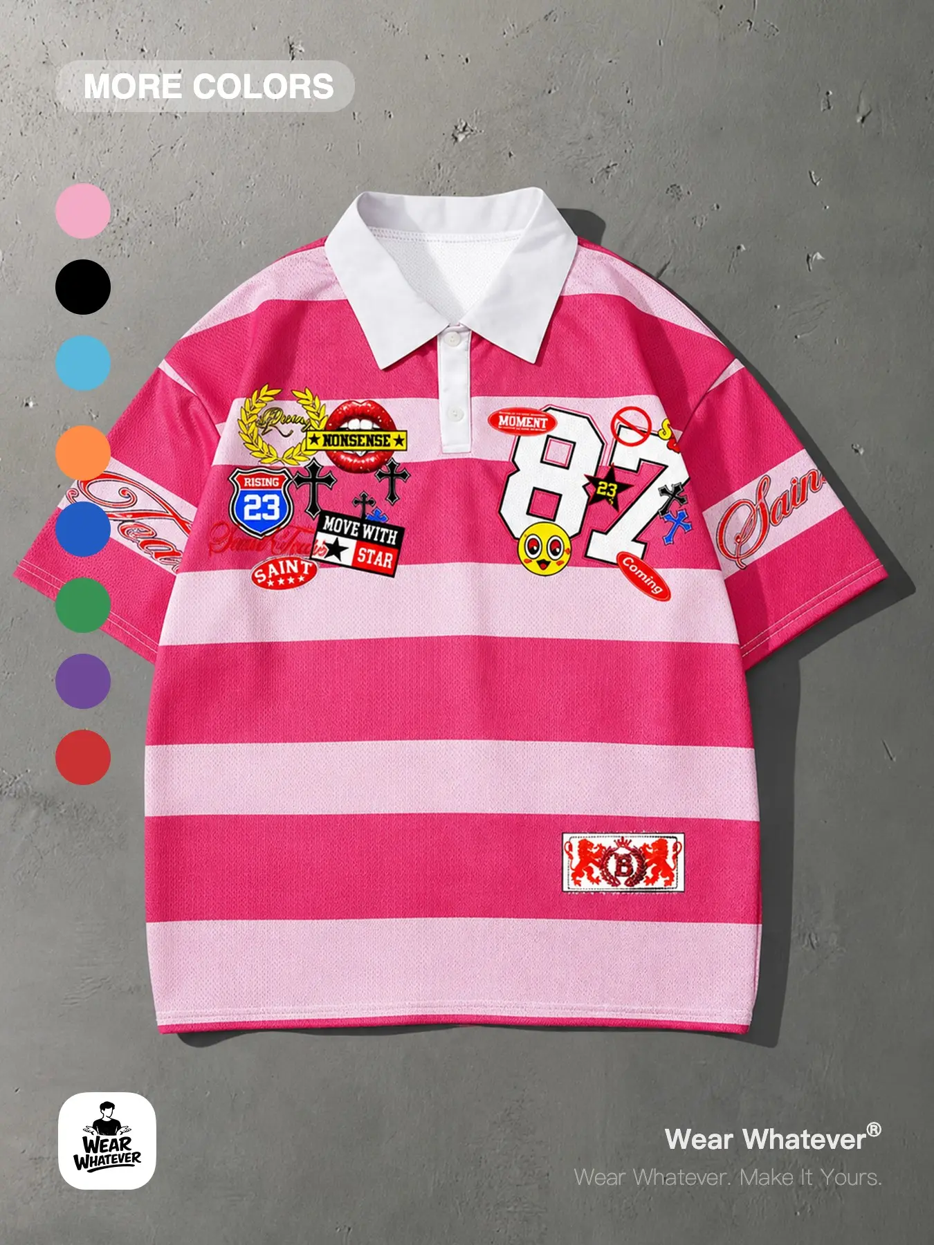 Y2K College Style Striped Polo Shirt, Summer Polos, Multi-Color Options, Fashionable Casual Wear, Short Sleeve, Daily Home Clothes, Tiktok Trend