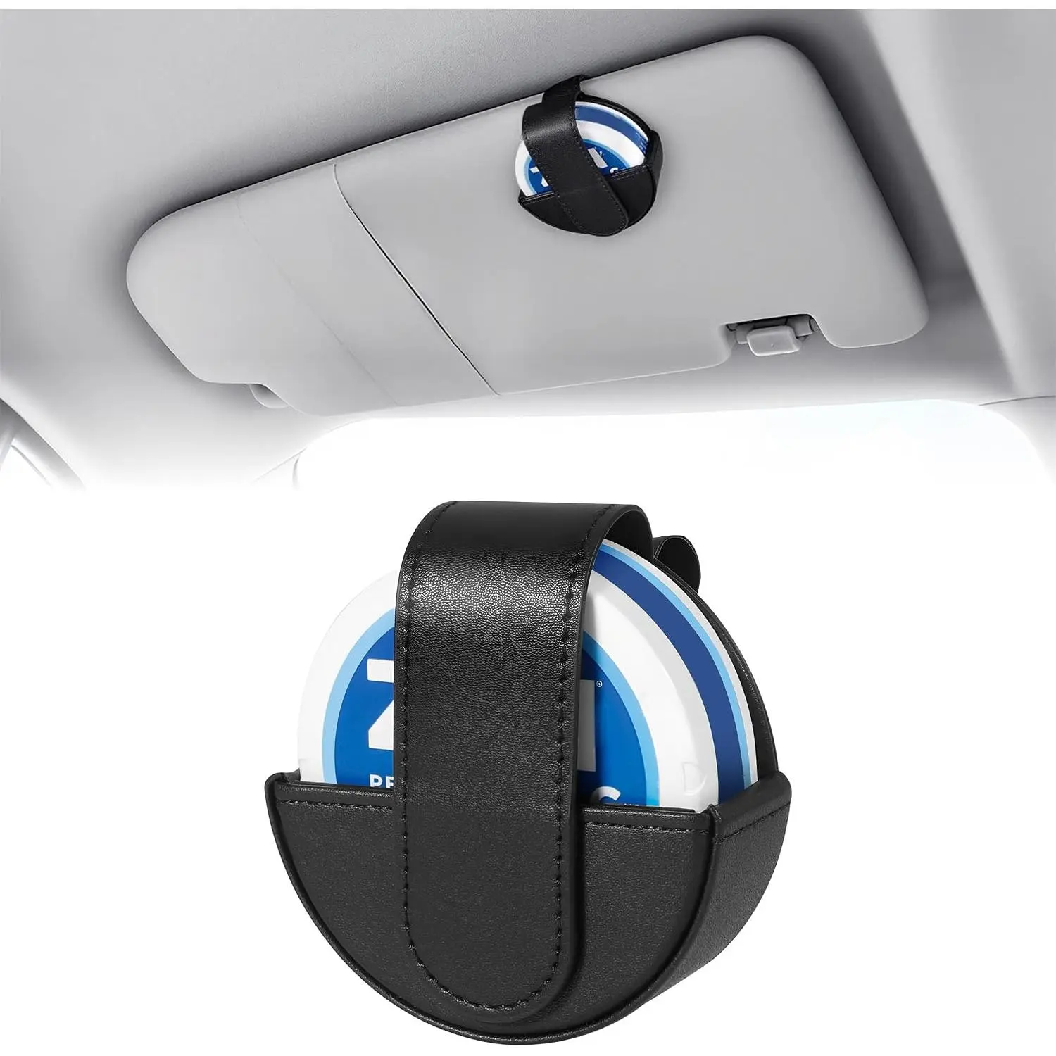 Zyn Pouch Holder for  Sun Visor, Leather Can Holder Compatible with ZYN Cans,  Clip- Pouch Can Holster for Belt, Gifts for Father, Black
