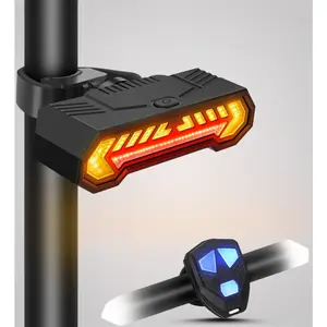 Smart Bike Tail Light, Wireless Remote Turn Signals with 120dB Audio Warning & Virtual Lane Projection, USB-C Rechargeable Rear Cycling Light, IP65 Waterproof Anti-Collision Safety Signal