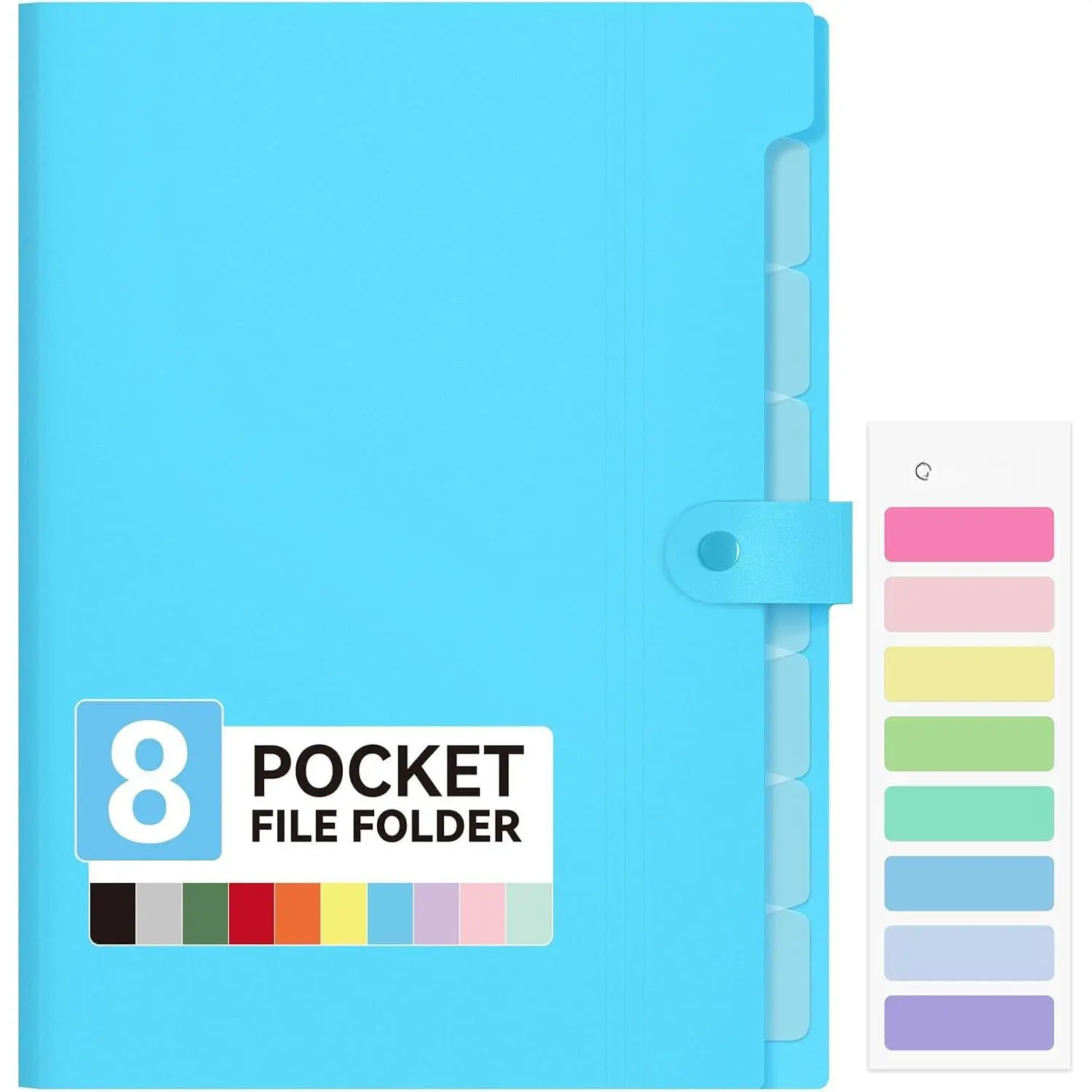 Expanding File Folder with 8 Pocket, Letter Size Accordion File Organizer, Portable Folders for Documents, Cute Paper Organizer, Filling Products for School Office Supplies, Sky Blue