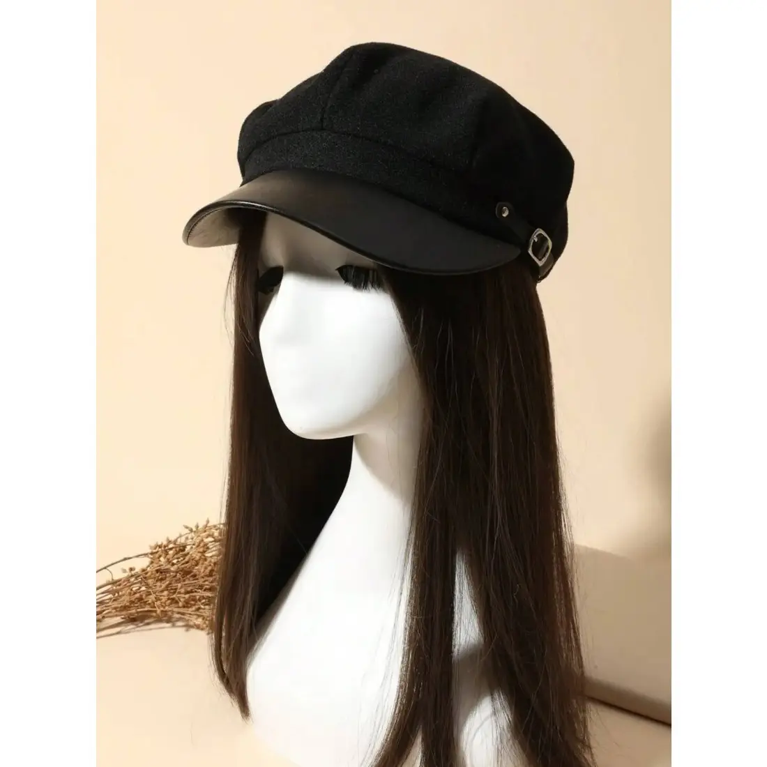 Versatile Fashion Casual Vintage Octagonal Hat, PU Leather Beret, Y2K Metal Buckle Design, Perfect for Parties & Photography