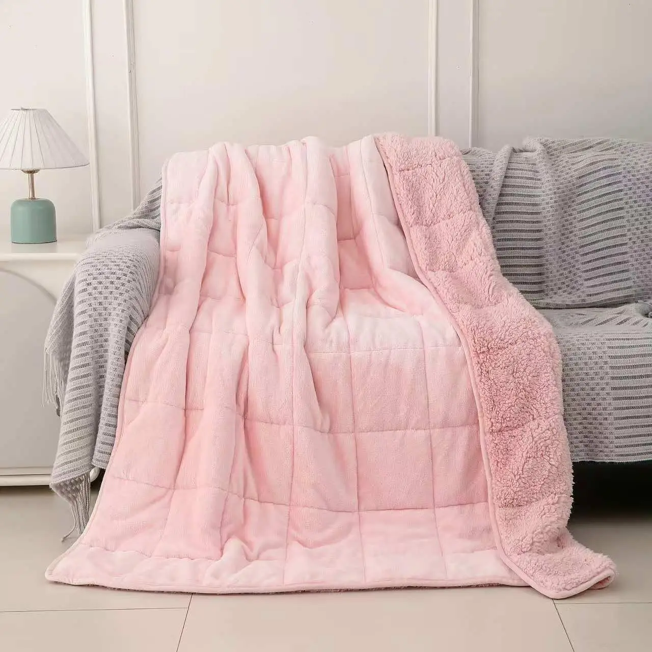 Sherpa 3lb Weighted Blanket for Adult, Both Sides Reversible  Soft Plush Weighted Heavy Blanket for    36in*48in