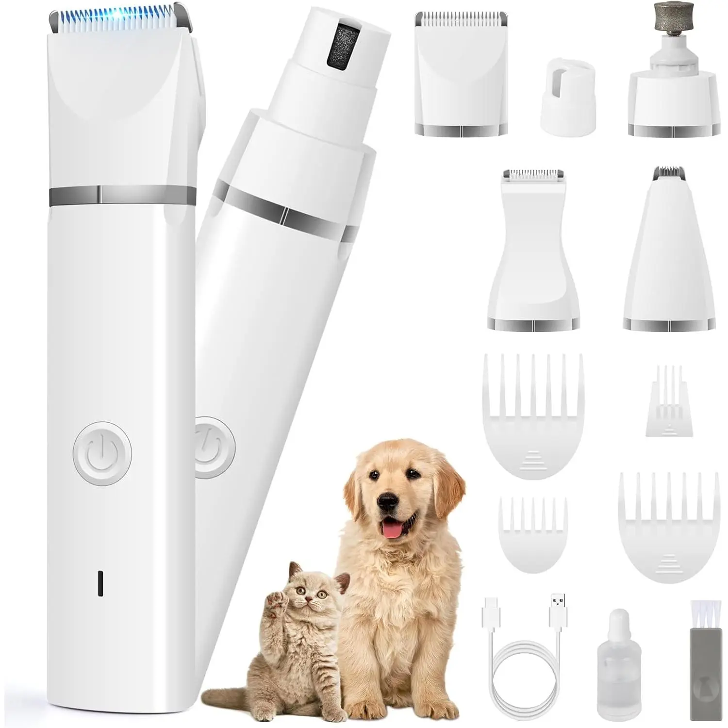 Quiet Cut Pet Grooming Kit, Cordless Rechargeable Dog Clippers - Low Noise Paw Trimmer, Nail Grinder Shaver for Dogs and Cats