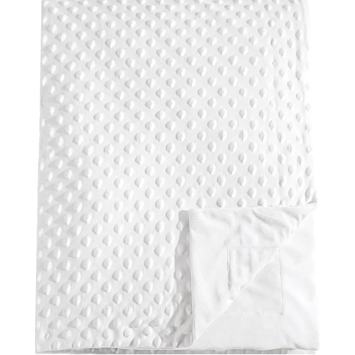 Micro Fleece Minky Receiving Blanket - Double-Layer, Soothing Raised Dots, Soft Lightweight Breathable for Newborns (30x40 Inches, White Gift)