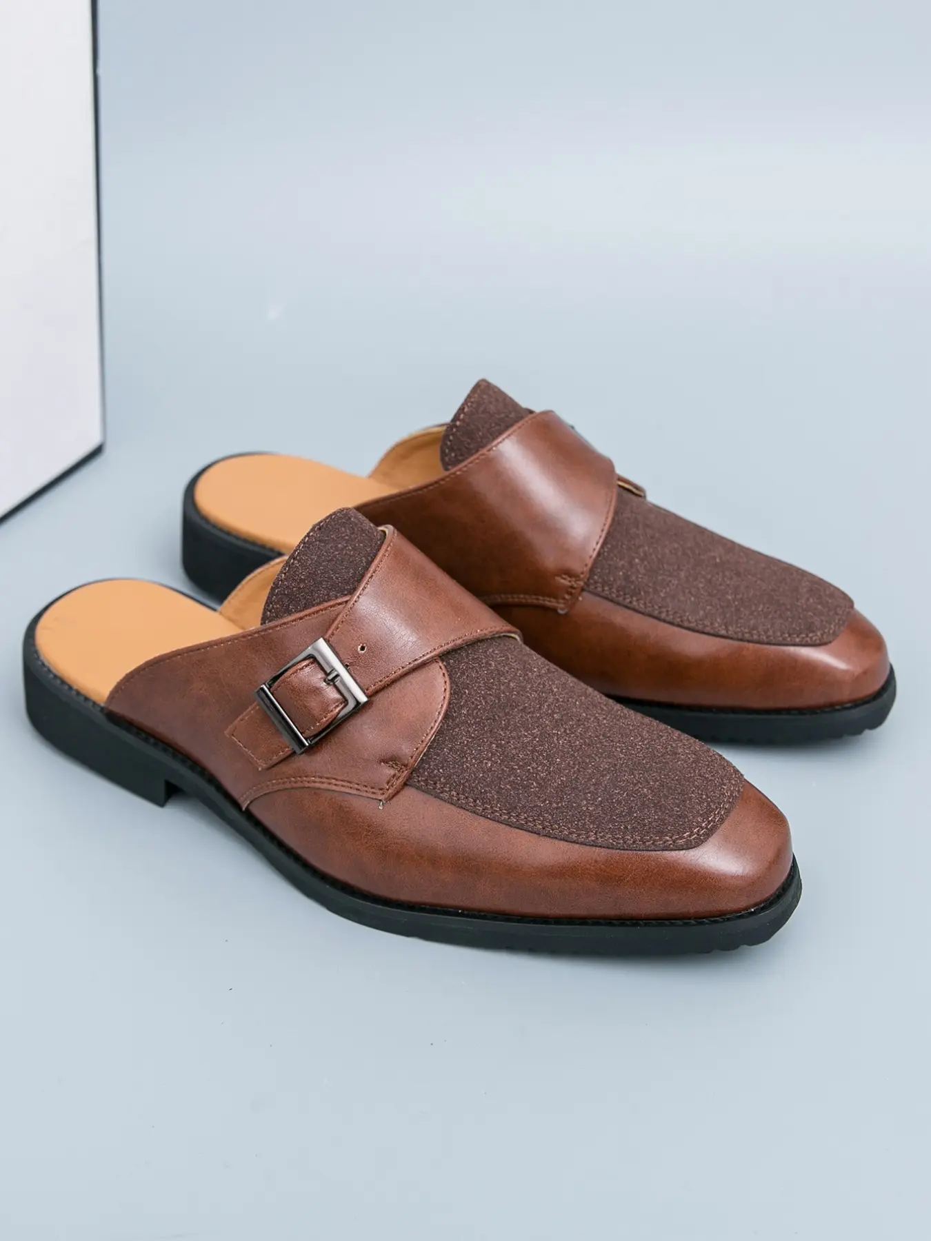 Fashion casual trendy half slippers loafer shoes,half slippers Slip-On Mules, lazy slip-on heel-less leather shoes. Sleek silhouette for easy matching, balancing style and comfort. Perfect for daily strolls, gatherings with friends and dating