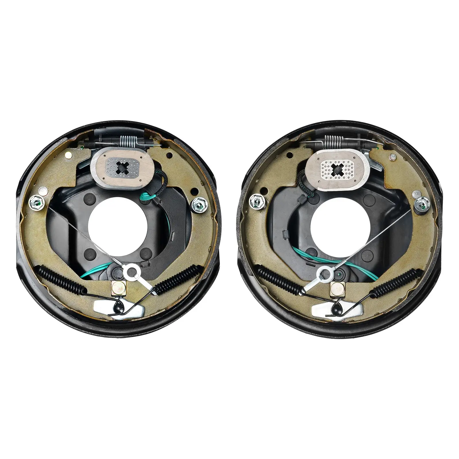 VEVOR Electric Trailer Brake Assembly, 10"x 2-1/4", 1 Pair Self-Adjusting Electric Brakes Kit for 3500 lbs Axle, 4-Hole Mounting, Backing Plates for Brake System Part Replacement (1 Right+ 1 Left)