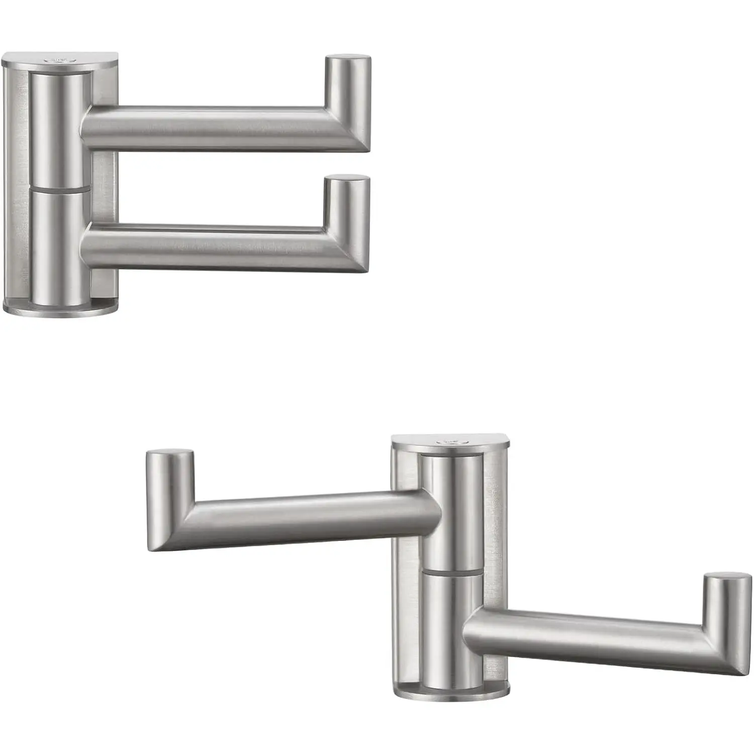 2 Pack Swivel Coat Hooks Brushed Nickel, 304 Stainless Steel Foldable Bathroom Towel Hooks with 2 Rotating Arms, Wall Mounted