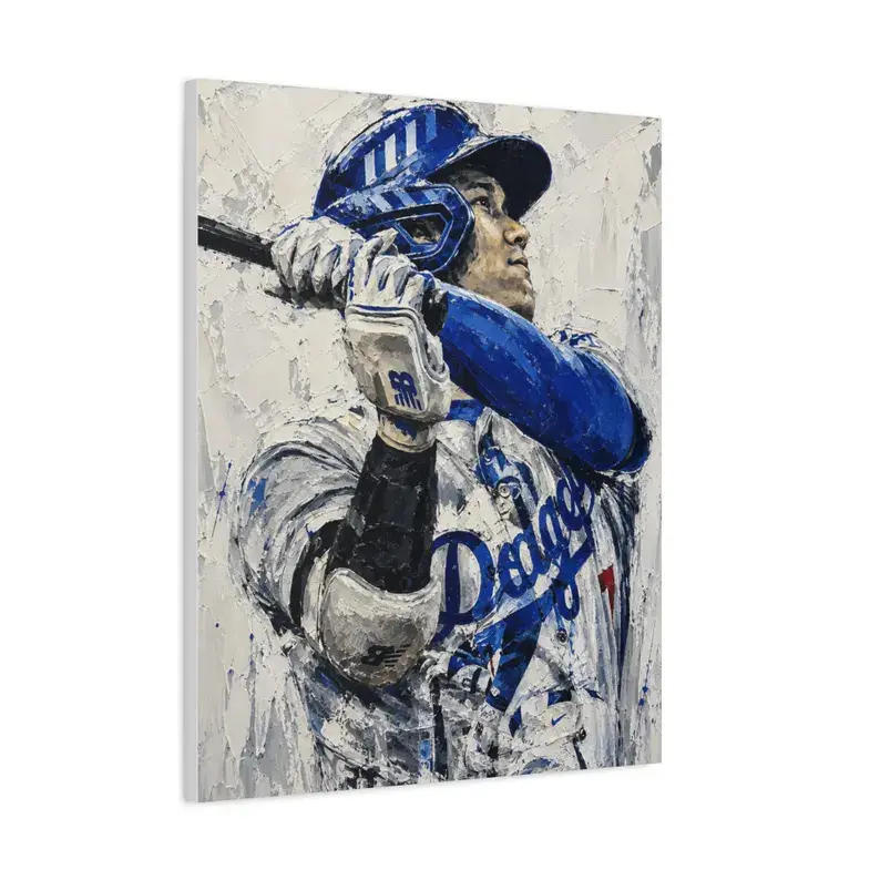 Shohei Ohtani Los Angeles Dodgers Batter Painting Canvas |   Textured Impasto Wall Art