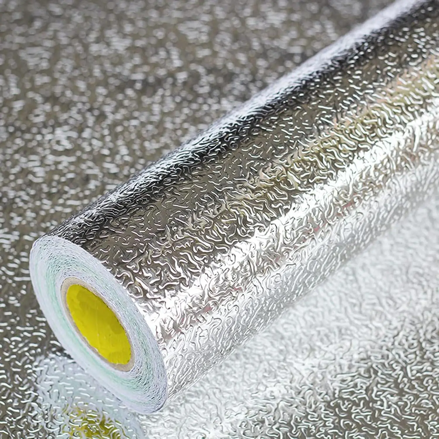 Synthetic Foil Kitchen Oil-Proof Self-Adhesive Contact Paper, 15.7x118" Heat-Resistant Backsplash Peel-and-Stick Liner for Countertops, Cabinets, Shelves