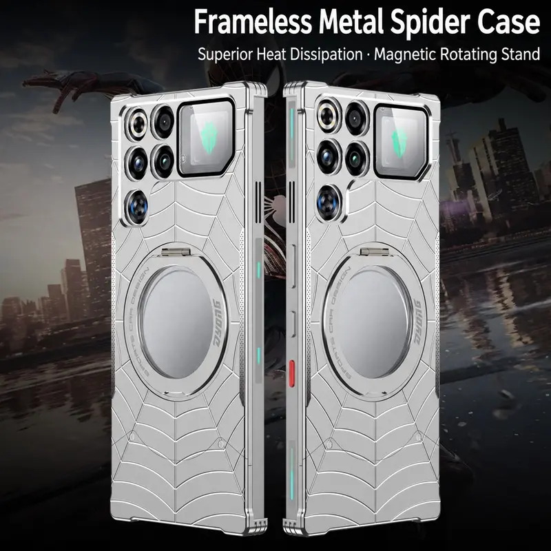 Aluminum Alloy Spider Web Magnetic Ring Stand Case For Smartphone RedMagic 10 Pro 10 Pro Plus 10S Pro 10S Pro Plus 11 Pro 11 Pro Plus 11S Pro 11S Pro Plus 11 Air Shockproof Protective Cover