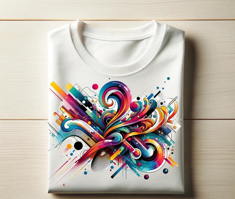 Abstract Multicolor Modern Art Graphic Tee, Artistic Abstract Design, Comfortable Unisex Fit, All‑Season Wear