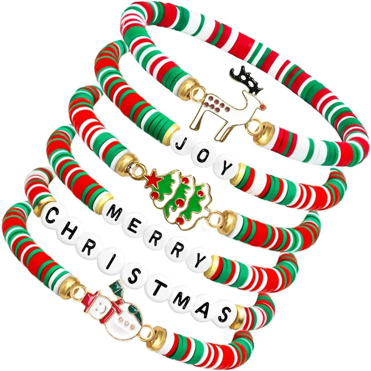 6-Pack Christmas Bracelets,Colorful Holiday   Set | Holiday   Set