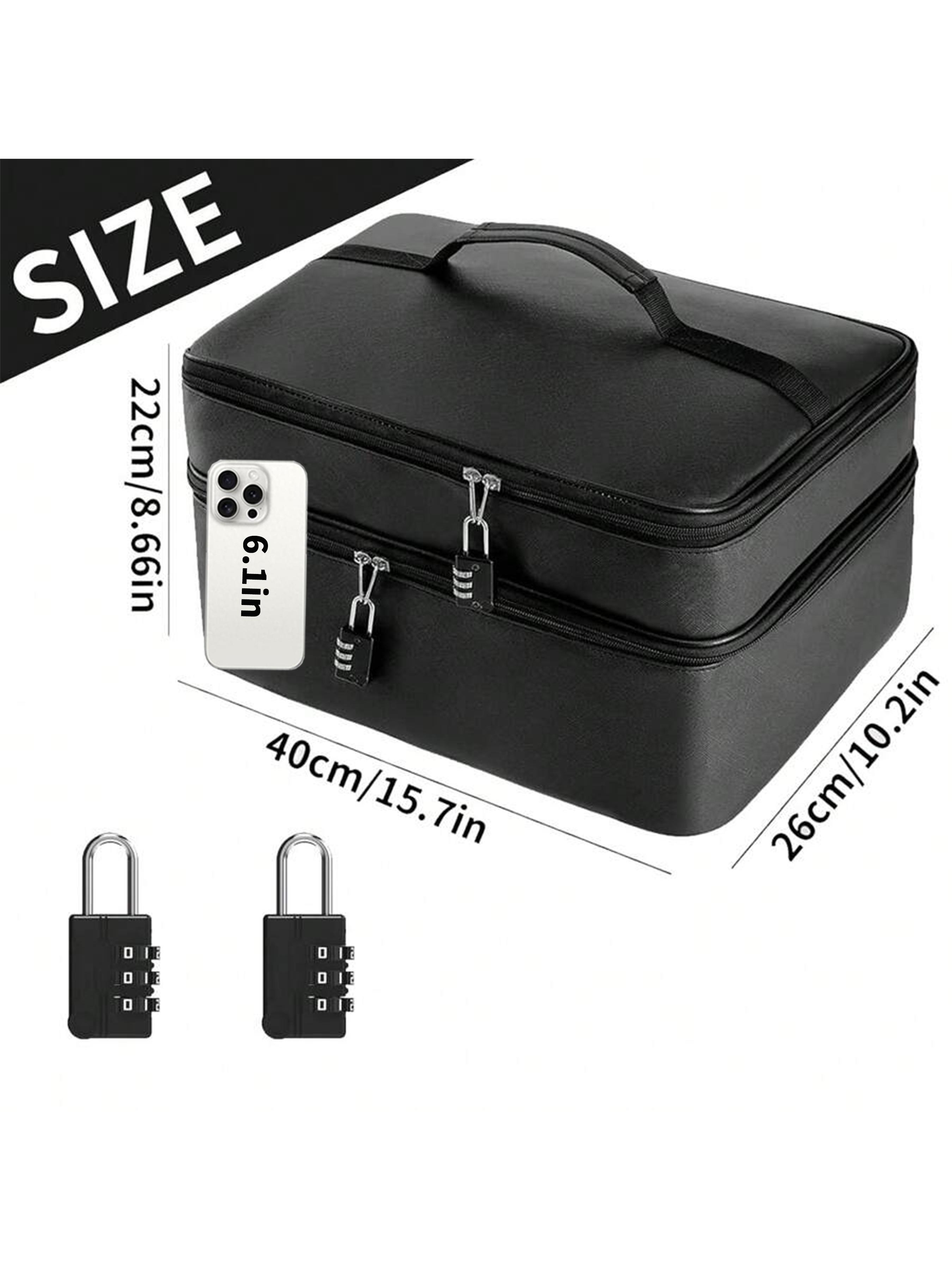 Lockable Adult Toy Storage Bag - Large 15.7" x 10.2" x 8.7" Premium Faux Leather, Soft & Durable, Discreet Adult Toy Organizer with Dividers, Includes 2 Locks, Storage Tote