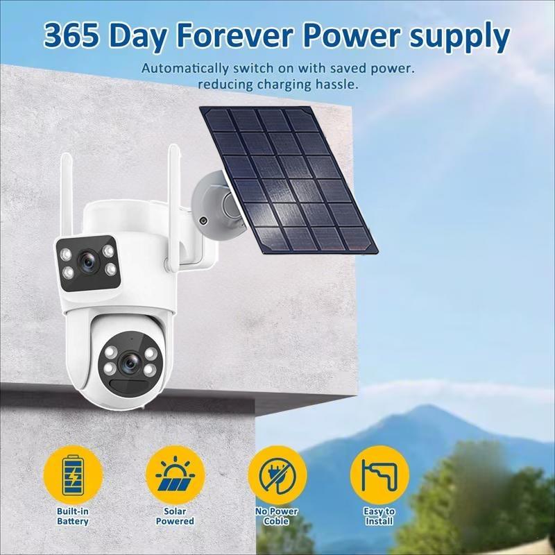 WiFi Solar-Powered Dual-Lens Camera for Mobile Remote Outdoor Night Vision HD Without Electricity