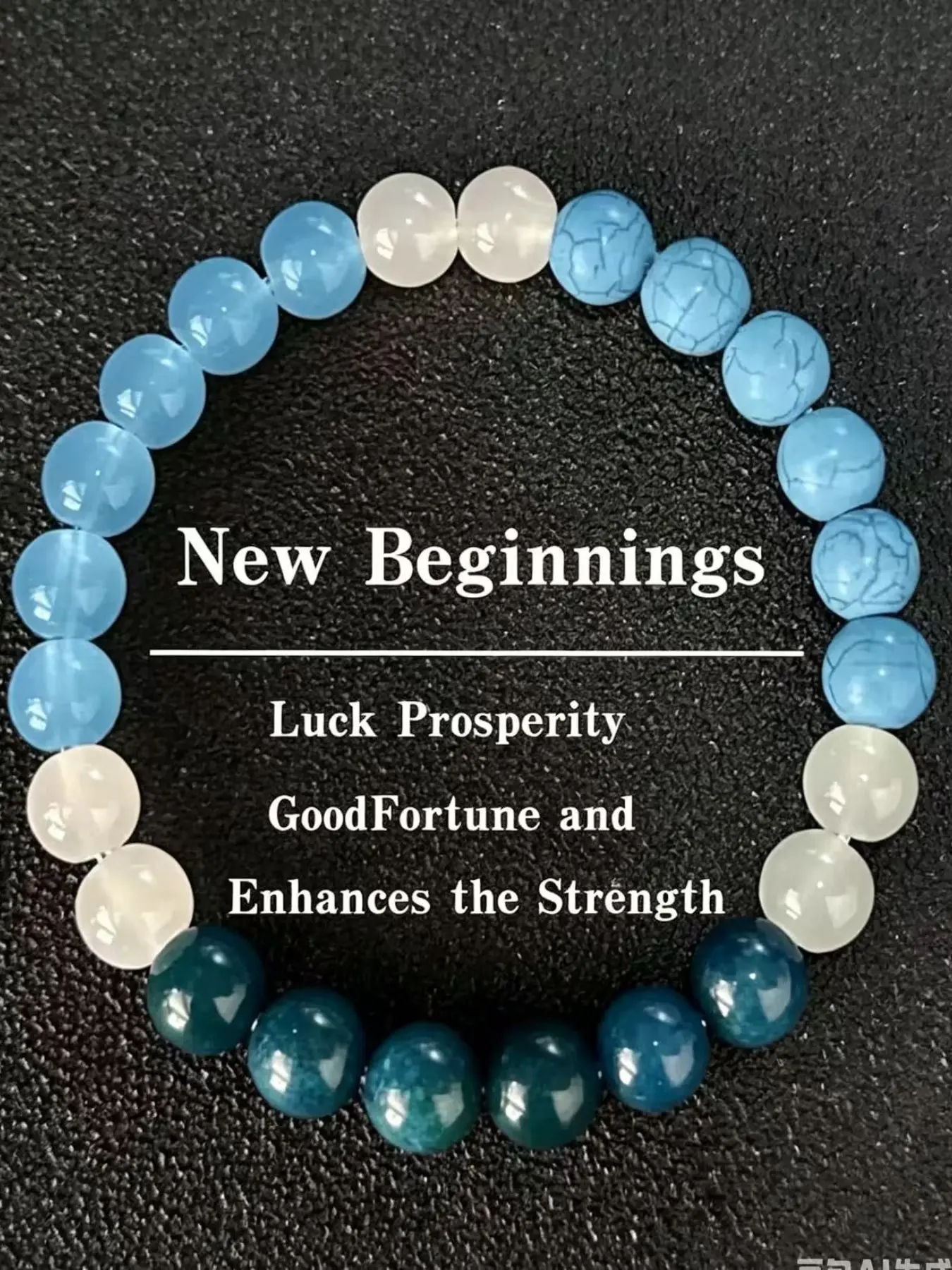 New Blue Apatite Beaded Bracelet, Natural Stone Lapis Lazuli Wristband, New Beginnings Lucky Prosperity Jewelry, Elegant Handmade Accessory