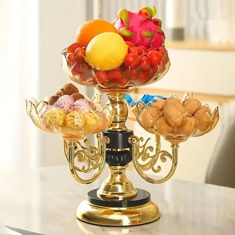 3-Layer European-Style Multi-Tiered Fruit Display Organizer Rack - Multifunctional Home Storage Holder for Dried Fruits, Seeds, Snacks, Living Room Coffee Table Decor, Ideal New Year’s Home Gift, Snack Holder