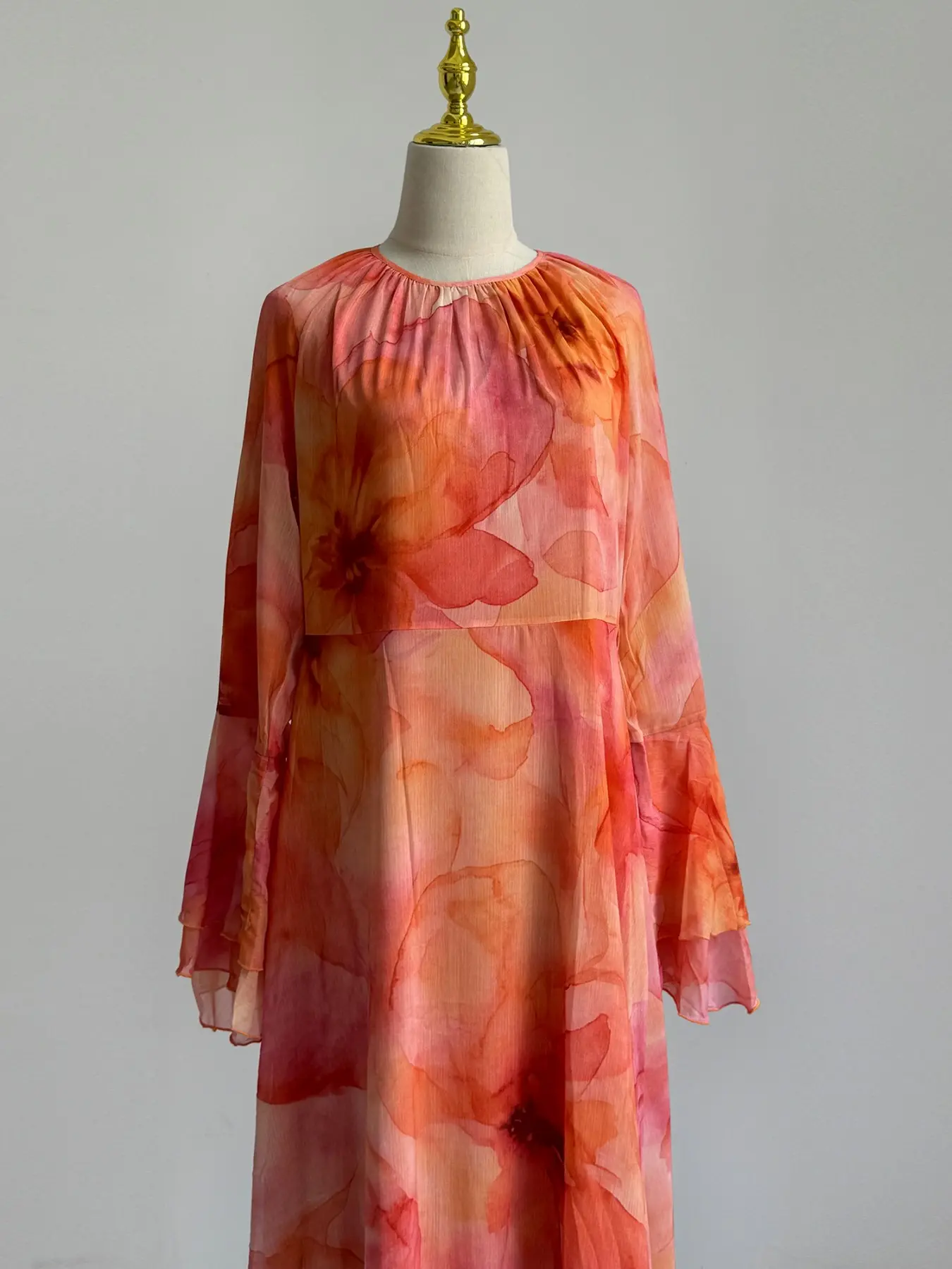 New Muslim Women's Multicolor Floral Two-Piece Dress, Long Sleeve, Modest Style, All Seasons, Loose Fit, Vacation Wear, Abaya