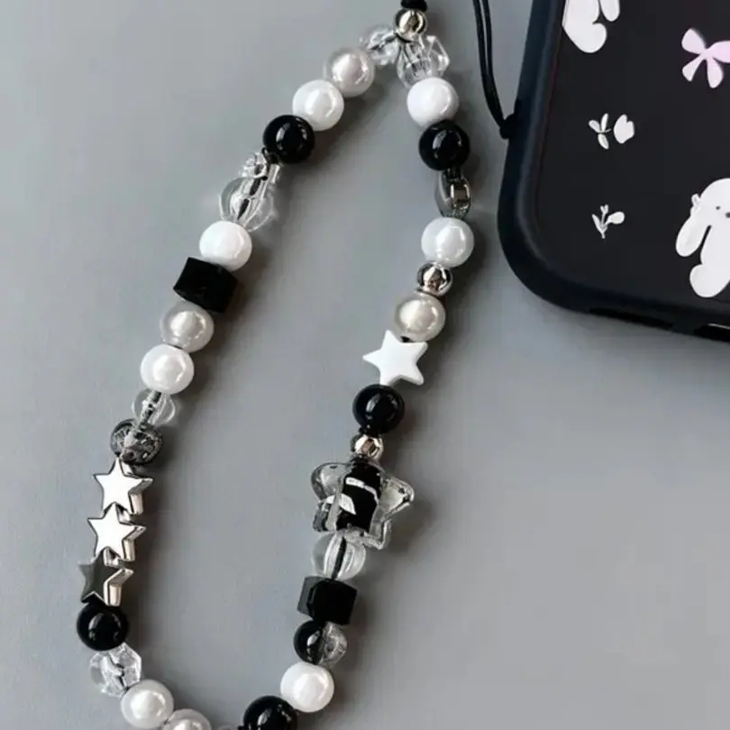 and Acrylic Beaded Phone Chain, Star-Decorated Wristband, Suitable for Phone Cases, Keys, and Bags, Stylish Accessory