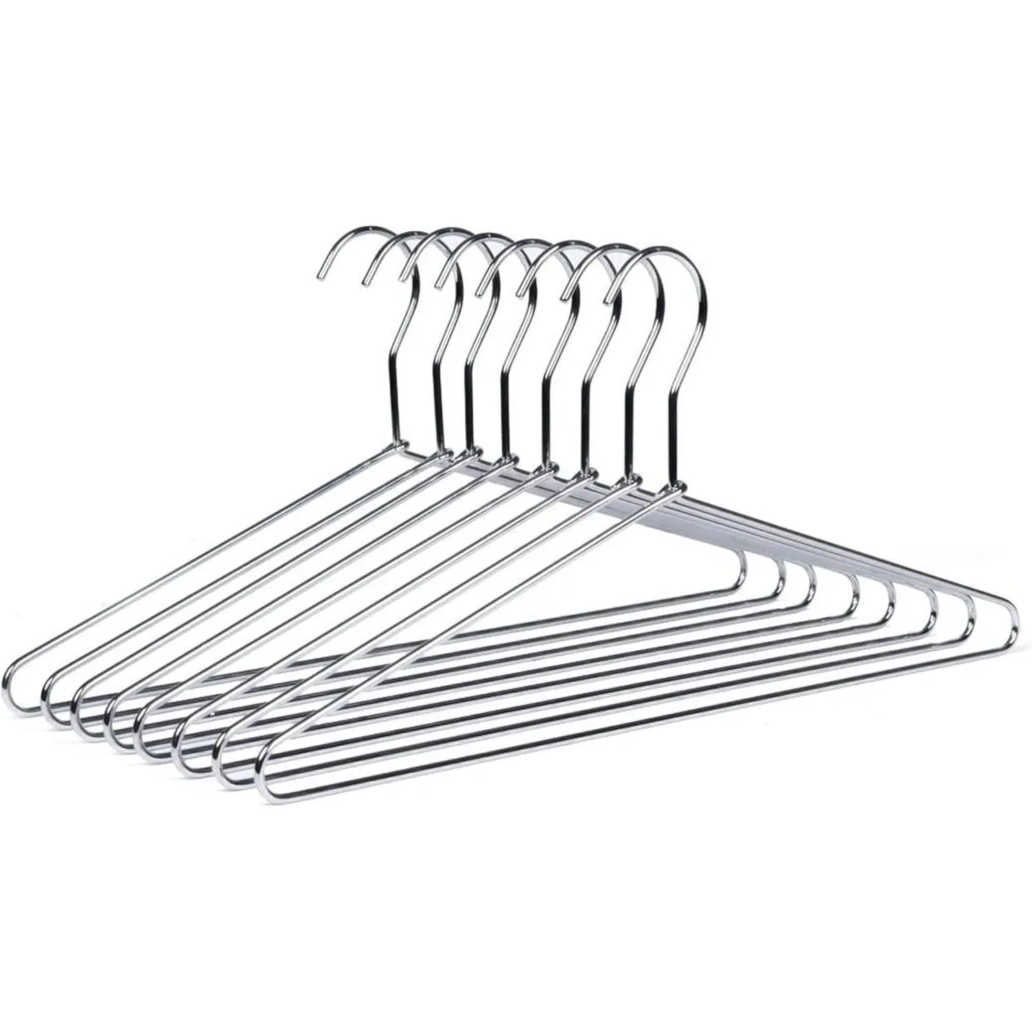 Heavy Duty Metal Coat Hangers, 17" Stainless Steel Shirt Hangers with Smooth Chrome, Silver Metal Wire Hanger for Closet Organization, Suit & Pants