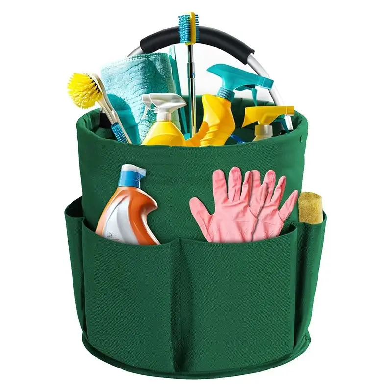 Portable Cleaning Tool Storage Box with Handle, 17L Foldable Organizer, Multi-Functional Cleaning Bucket for Home and Garden Use
