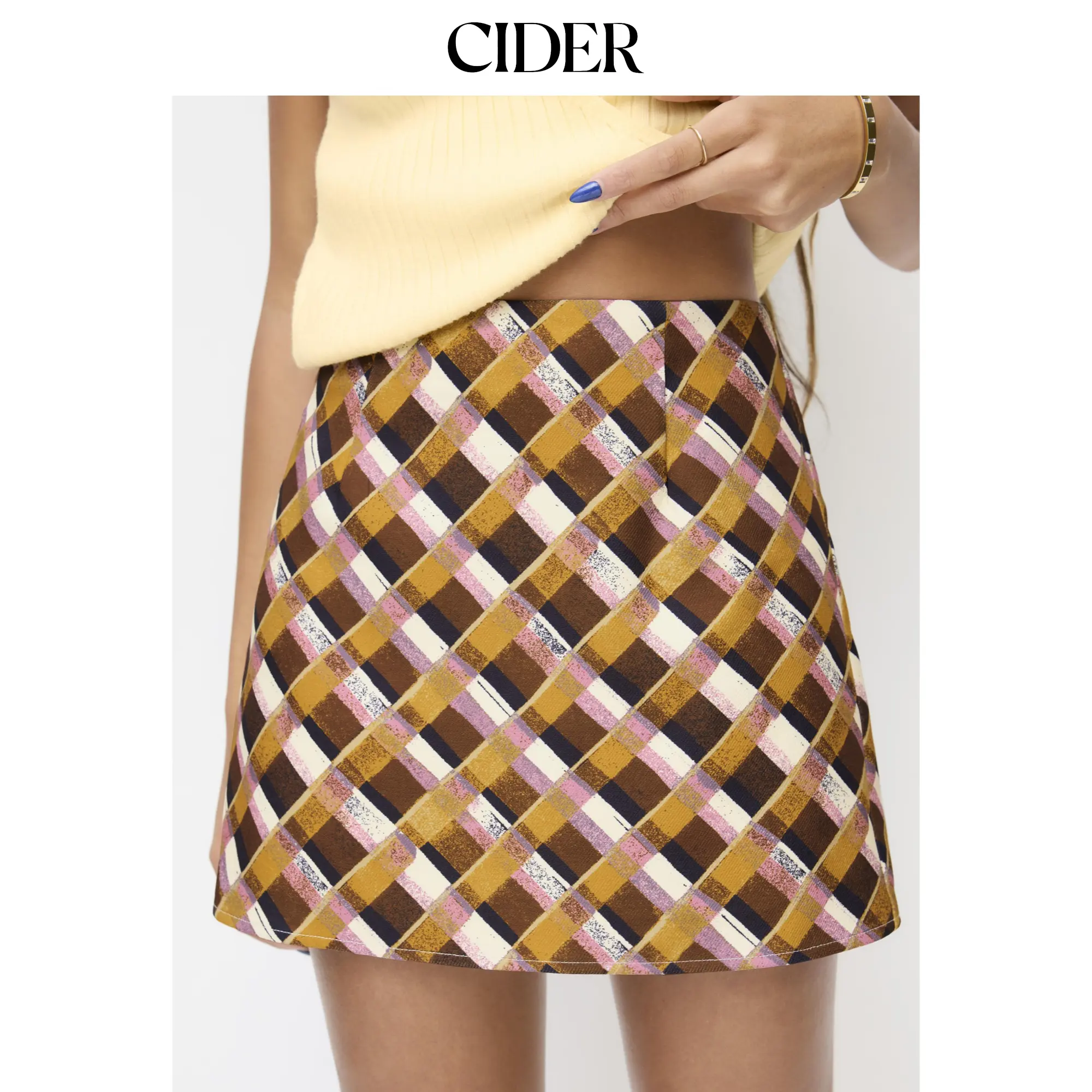 Cider Tartan Mid Rise Mini Skirt