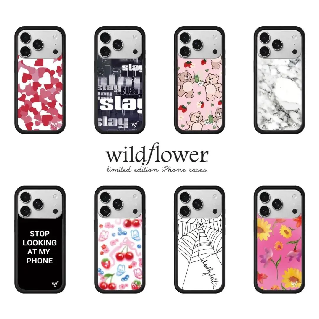 Wildflower Marble Sunflower & Cherry Bear Phone Case for iPhone 12-17, 12 ProMax, Pro, Max, Plus, Air - Mobile Phone Accessories, For Iphone 12 Promax