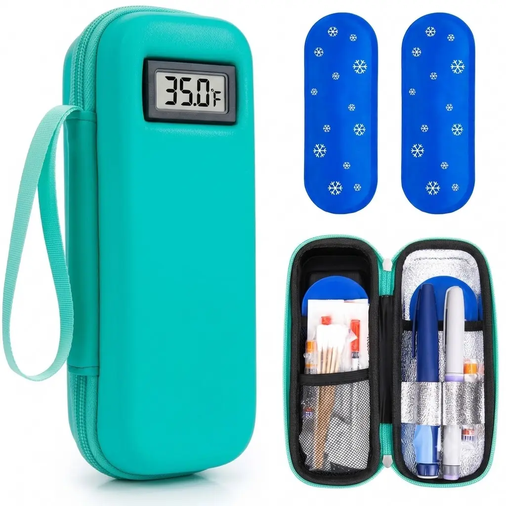 Refrigerated Medicine Cooling Bag - Insulin Cooler Travel Case with Temperature Display, 2 TSA Approved Ice Packs, Medication Pen Organizer 01,dorm essentials,home decor