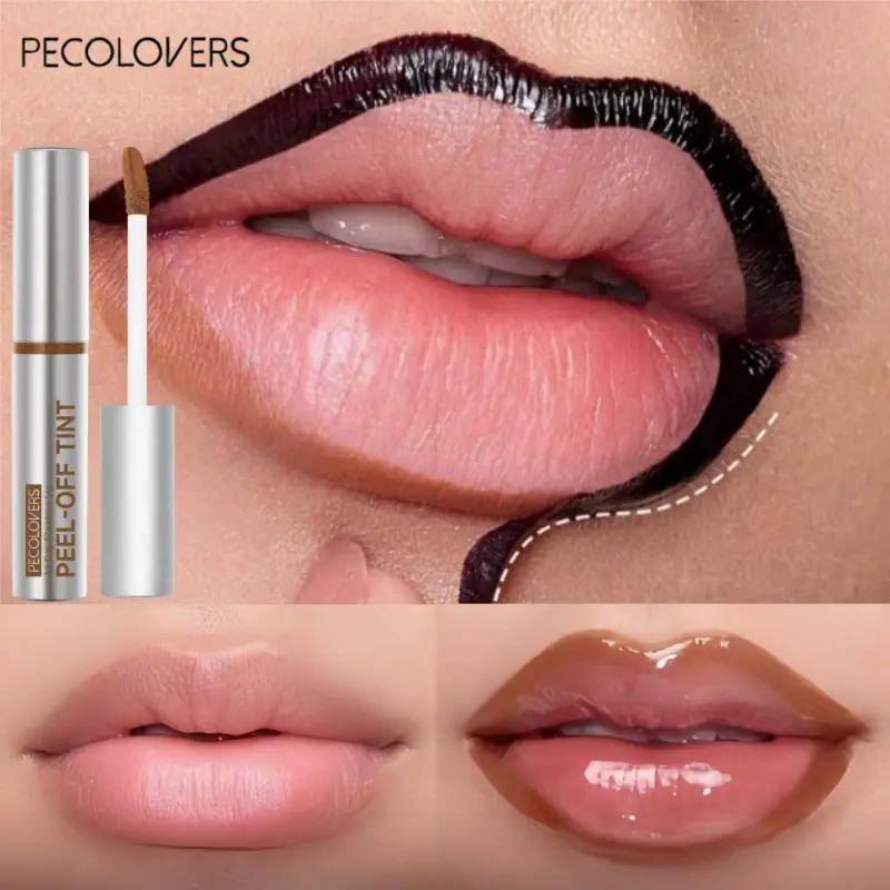 1PC Peel-Off Matte Tinted Lip Gloss - Moisturizing, Waterproof, Long-Lasting Tear-Off Lip Tint Stain in Sexy Red Brown Shades for All Light Beige Types