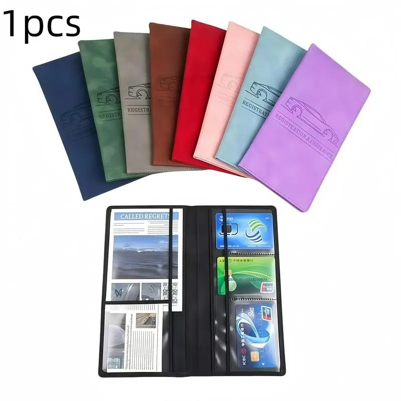 Car Registration and Insurance Holder, Magnetic PU Leather Document Organizer, Multi-Functional Car Storage Bag, Travel Document Holder, Travel Essentials