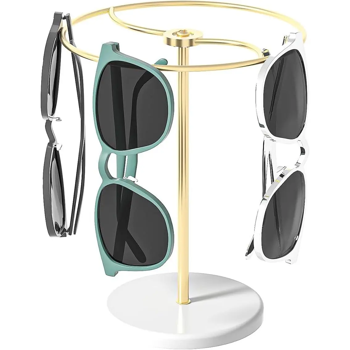 360° Rotating Sunglasses Organizer Stand, Eyewear Display Holder Stand, Eyeglasses Stand Rack for Nightstand Desk Bedroom or Shop Selling (Metal Frame+ Base) ()