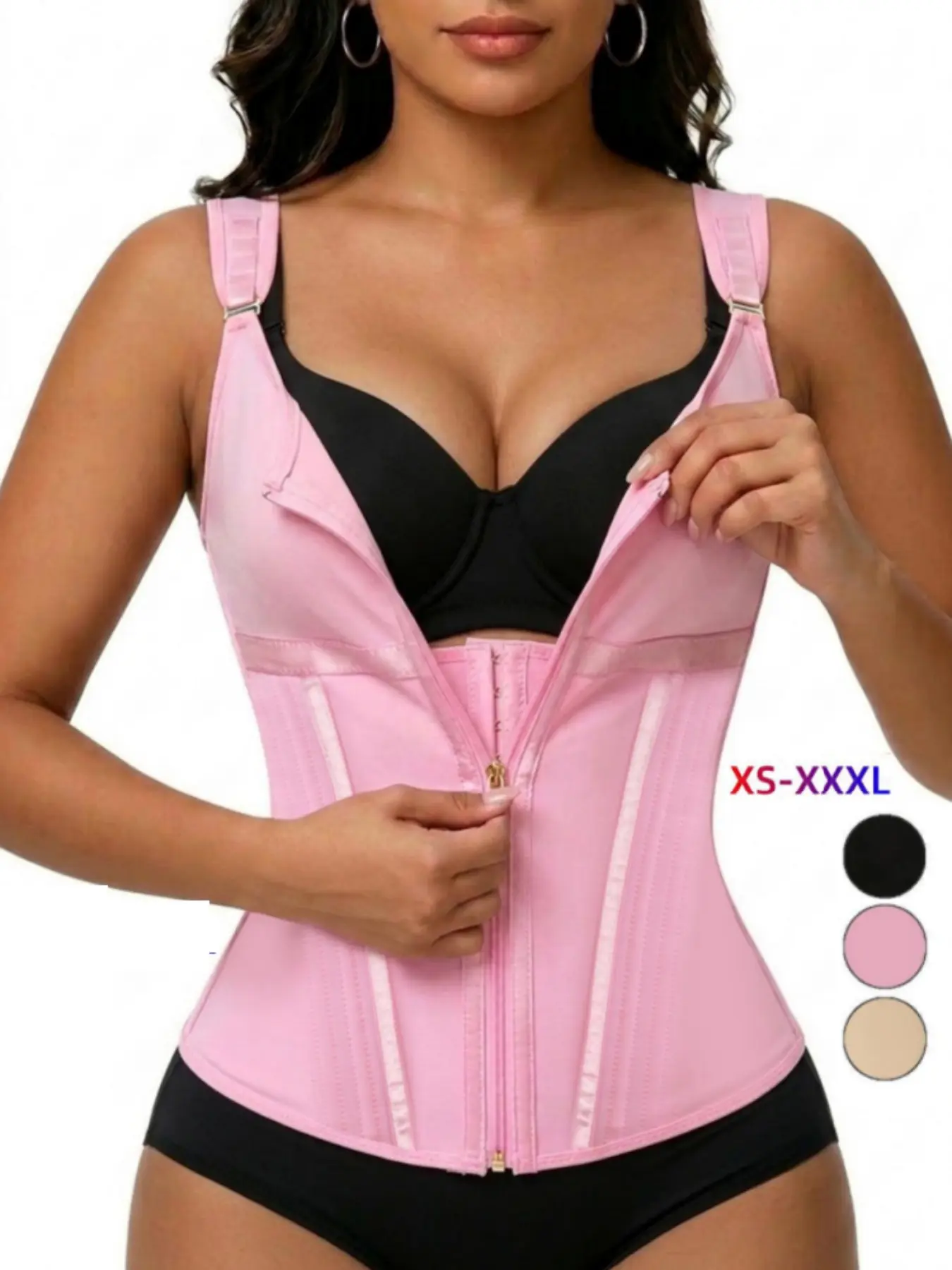Colombian Faja Women's Invisible Waist Trainer Shapewear, Adjustable Straps, Snatched Tummy Control Abdominal Control, Zipper Design, Ideal for Home Workout, Cycling, Yoga