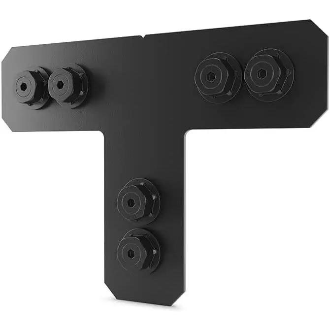 Ironwood T Tie Plate Connector 4", Decorative T Connector for Pergola, Deck, Fence and Outdoor Wood Structures, Powder-Coated Galvanized Steel Hardware