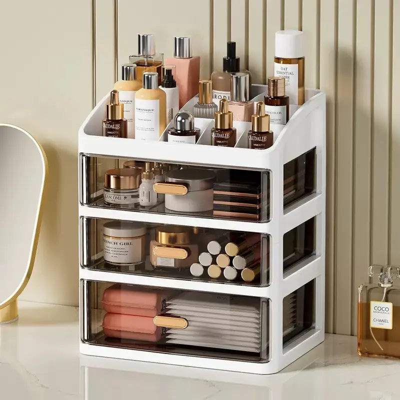 Desktop Multi-Layer Cosmetic Organizer Box, Transparent Drawer Storage Box, Large Desktop Organizer, Data Cable Holder, Makeup Cosmetic Storage
