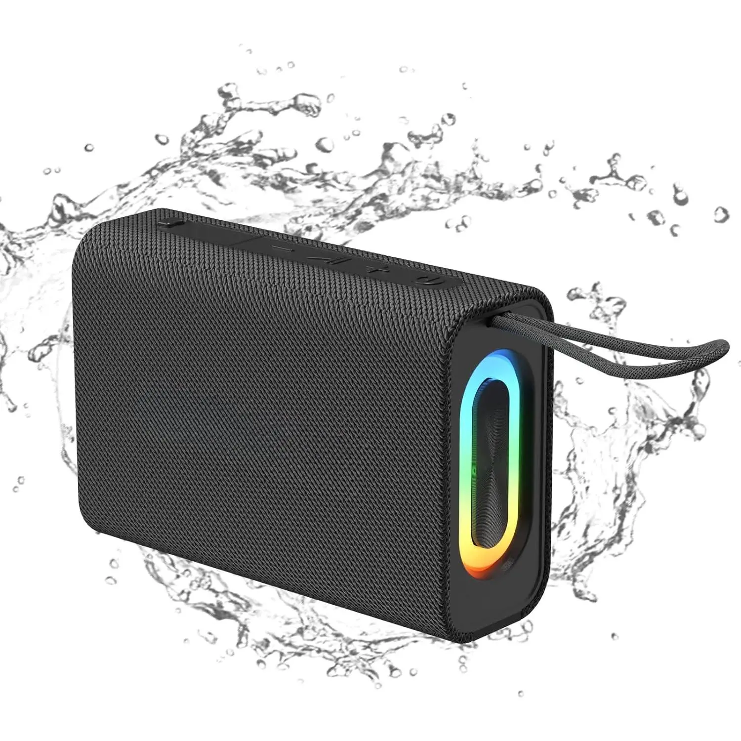 Compact Round Rechargeable Bluetooth 5.3 Speaker - 10W Stereo Sound, Bassup Audio, Stereo Pairing, Electronics for Shower, Outdoors (1PCS, Black)