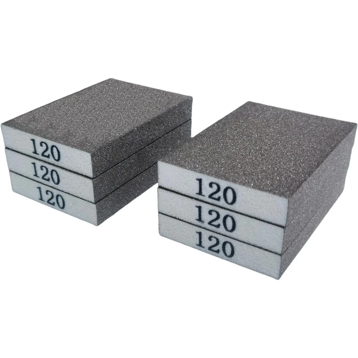 6 count 120 Grit Hand Sanding Blocks Set - Fine Sander Sponge, Wet and Dry -use Sanding Sponges, Washable and , Ideal for  Metal Wall Polish